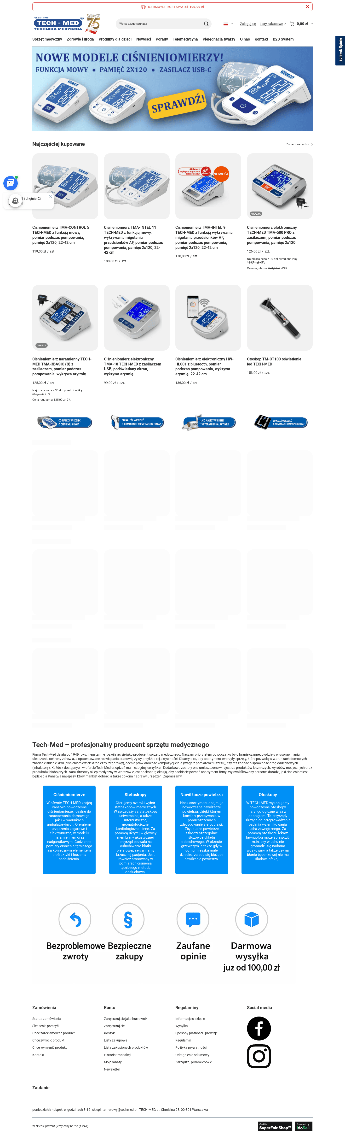 Screenshot of Tech-Med - medical store and equipment manufacturer